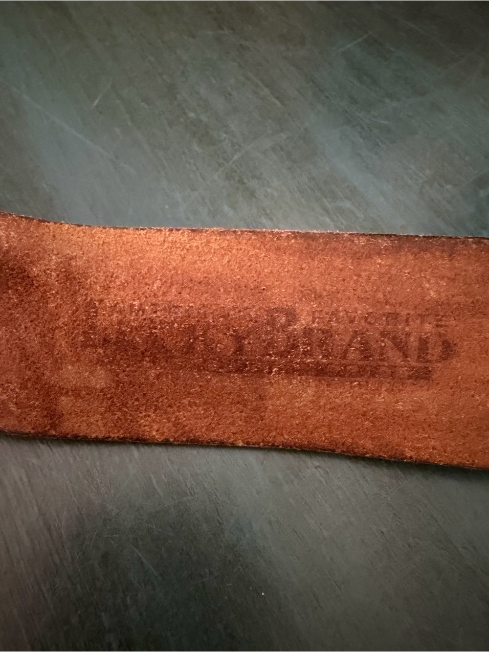 Lucky Brand Tan Leather belt with octagonal brass buckle and beaded design. - Picture 4 of 5